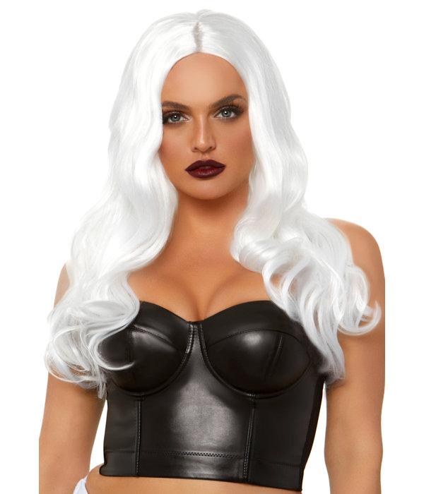 Long Wavy Pruik Winny White
