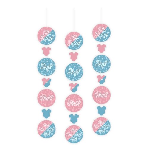 Handecoratie Slingers 'Oh Baby' Gender Reveal (3st)