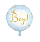 Folieballon Lichtblauw  'it's a boy!' (45cm)