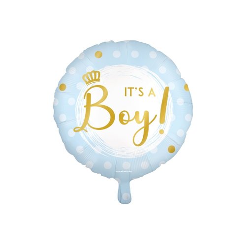 Folieballon Lichtblauw  'it's a boy!' (45cm)