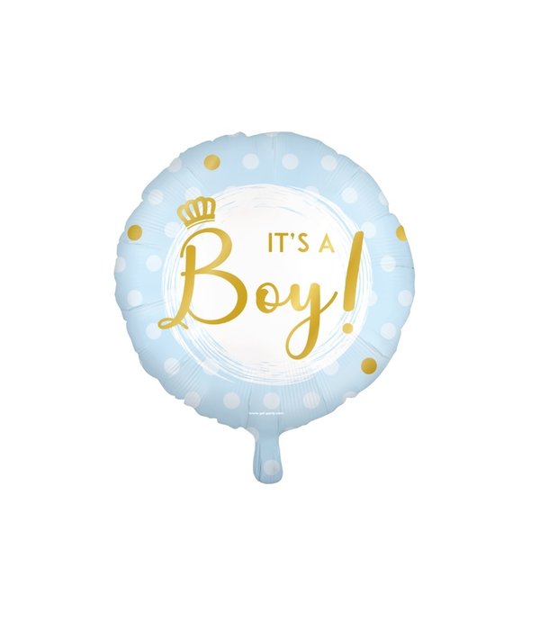 Folieballon Lichtblauw  'it's a boy!' (45cm)
