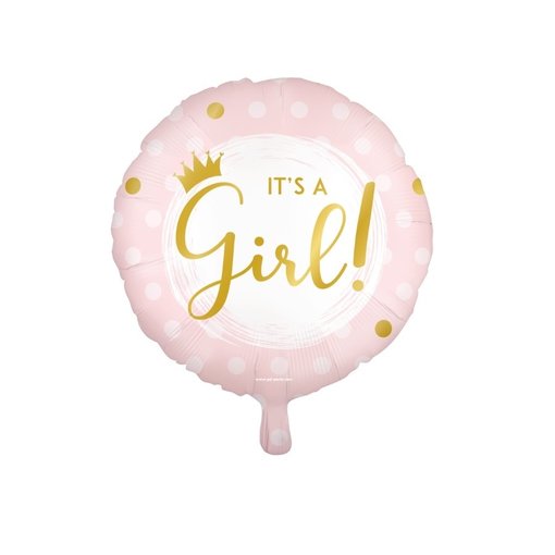 Folieballon Roze 'it's a girl!' (45cm)