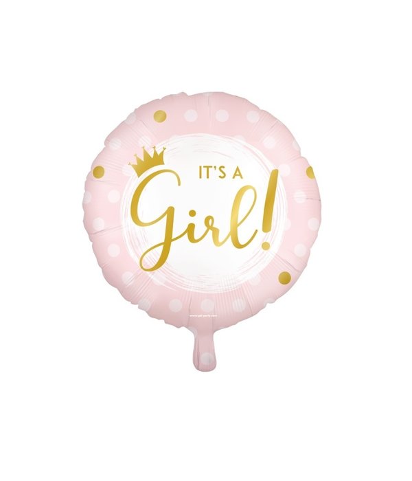 Folieballon Roze 'it's a girl!' (45cm)
