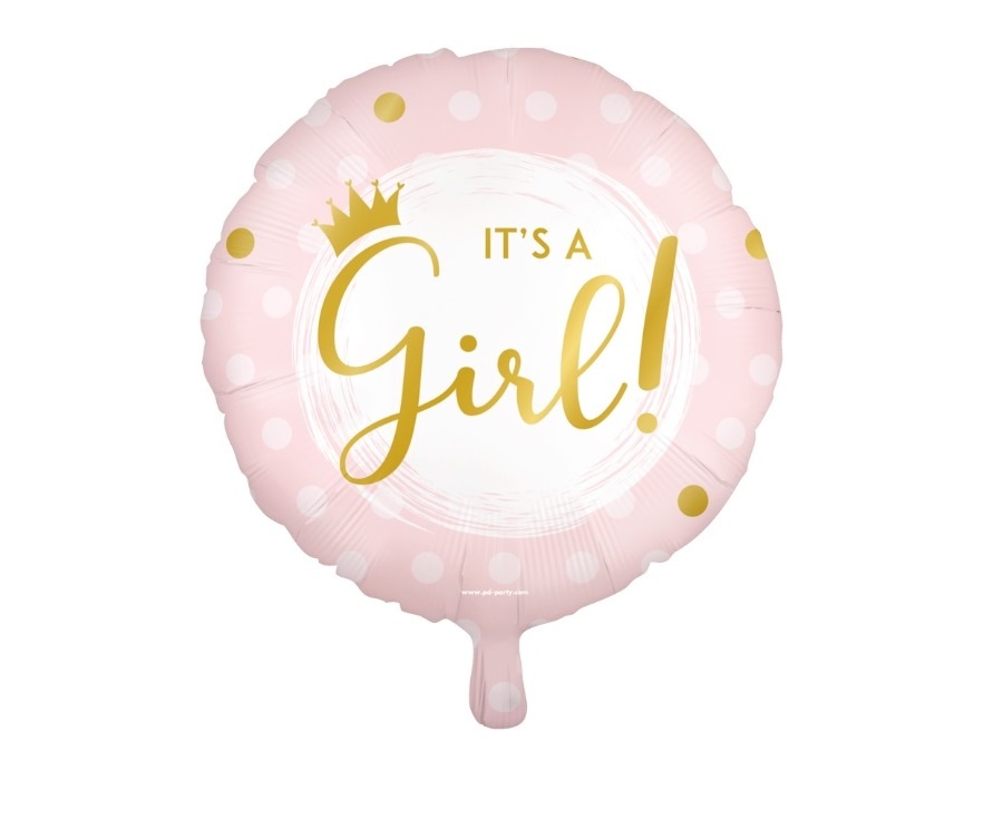 Folieballon Roze &apos;it&apos;s a girl!&apos; (45cm)