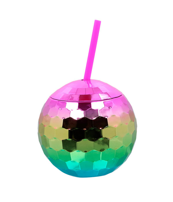 Discobal Drinkbeker Met Rietje Regenboog