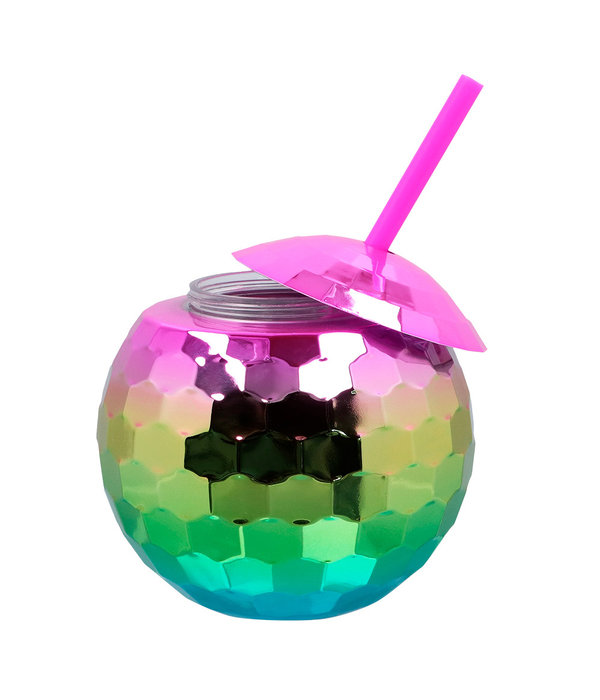 Discobal Drinkbeker Met Rietje Regenboog