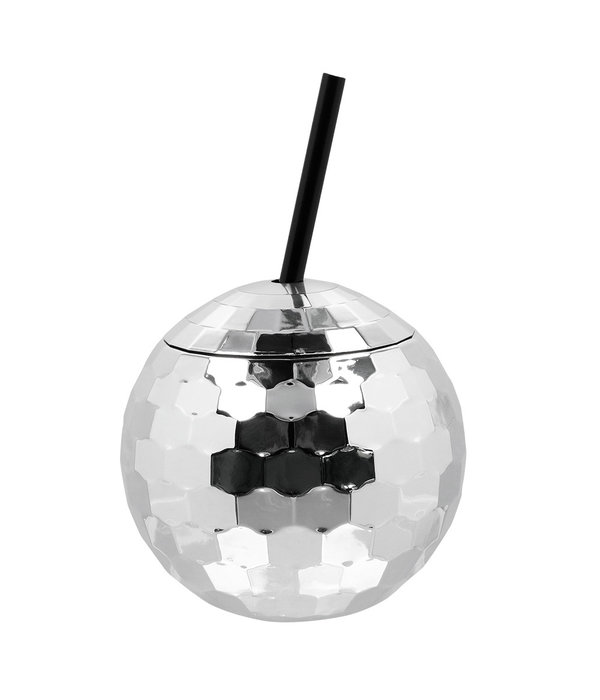 Discobal Drinkbeker Met Rietje Zilver