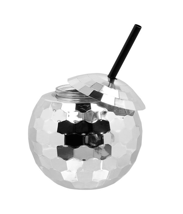 Discobal Drinkbeker Met Rietje Zilver