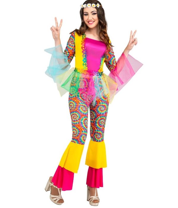 Hippie Rainbow Circle Kostuum Indy Dames