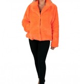 Bontjas neon oranje dames