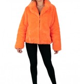 Bontjas neon oranje dames