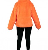 Bontjas neon oranje dames