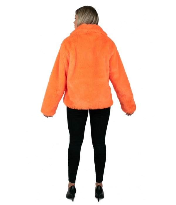 Bontjas neon oranje dames