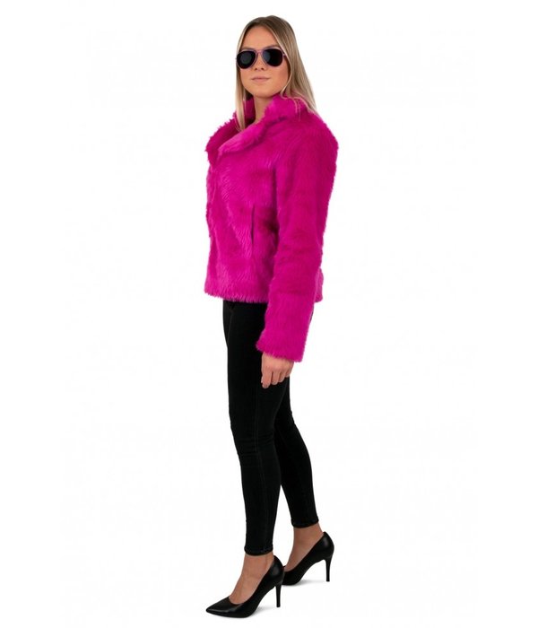 Bontjas neon paars dames