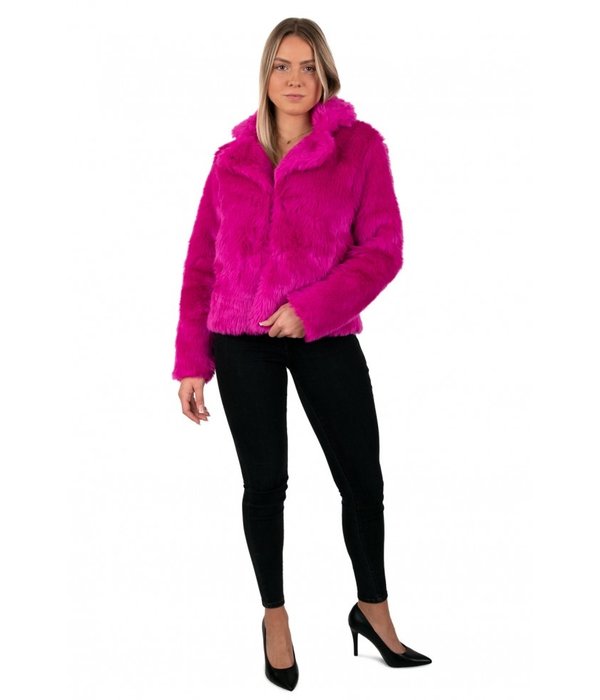 Bontjas neon paars dames