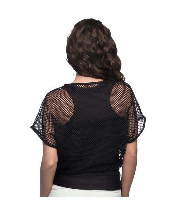 Zwart T-shirt Met Visnet Top