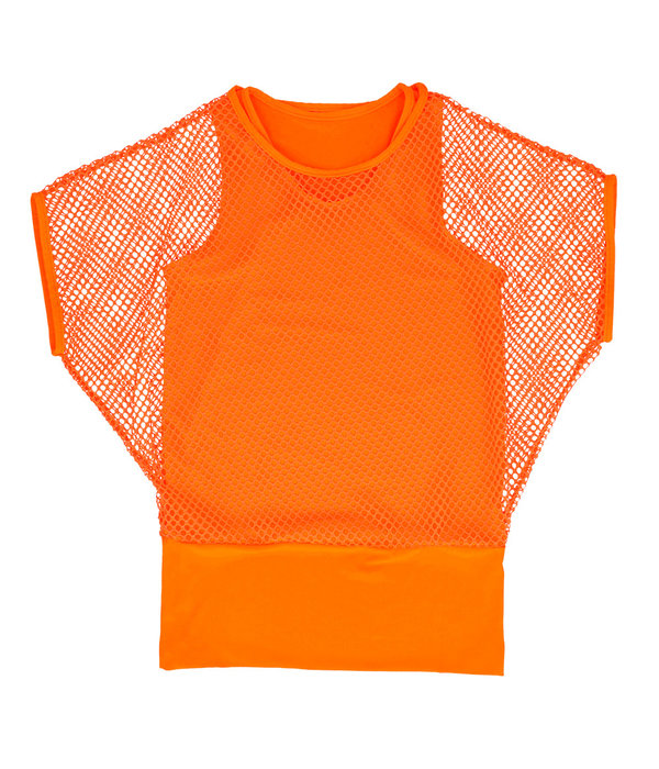 Oranje T-shirt Met Visnet Top