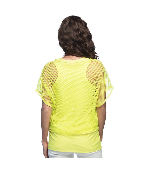 Geel T-shirt Met Visnet Top