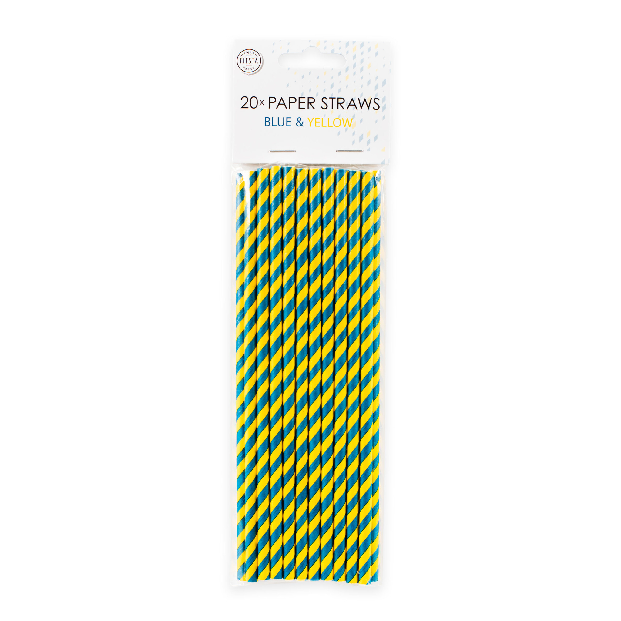 Papieren Rietjes Blauw/Geel (20st) afbeelding
