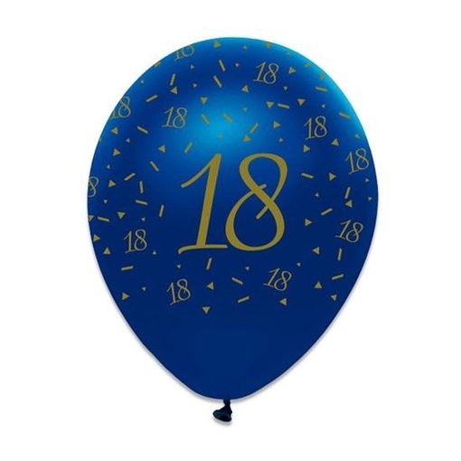 Ballonnen 18 Jaar Navy Blauw/Goud (6st)
