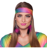 Hippie Oorbellen Veren Roze/Zwart