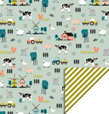 Cadeaupapier Boerderij Print Pistache / Stripe Olive Green