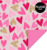 Cadeaupapier Dubbelzijdig Big Hearts Sand Sweet/Roze
