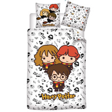 Harry Potter Dekbedovertrek - Harry Ron Hermelien Cartoon - 140x200cm