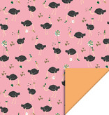 Cadeaupapier Dubbelzijdig Struisvogel Roze/Peach