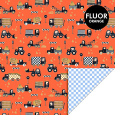 Cadeaupapier Dubbelzijdig Verkeer Oranje/Sky Blue