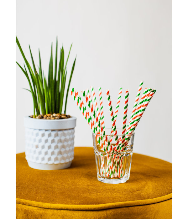 Papieren Rietjes Groen/Wit/Rood (20st)