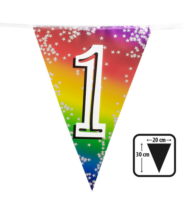 Vlaggenlijn Cijfer 1 Regenboog Met Sterren (6m)