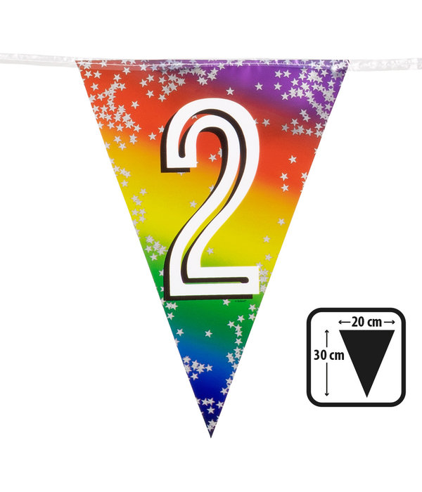 Vlaggenlijn Cijfer 2 Regenboog Met Sterren (6m)