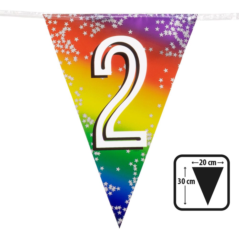 Vlaggenlijn Cijfer 2 Regenboog Met Sterren (6m) afbeelding