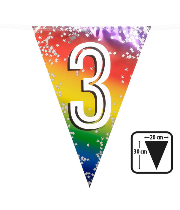 Vlaggenlijn Cijfer 3 Regenboog Met Sterren (6m)