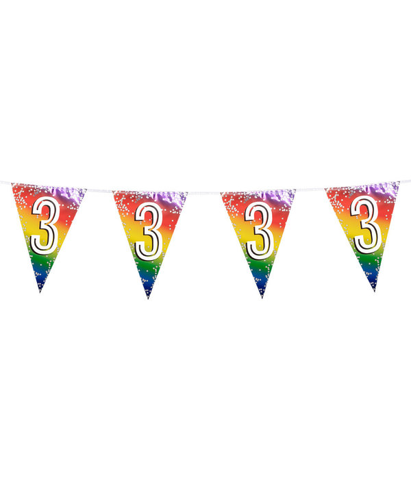 Vlaggenlijn Cijfer 3 Regenboog Met Sterren (6m)