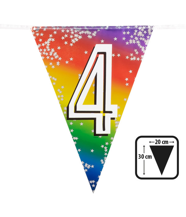 Vlaggenlijn Cijfer 4 Regenboog Met Sterren (6m)