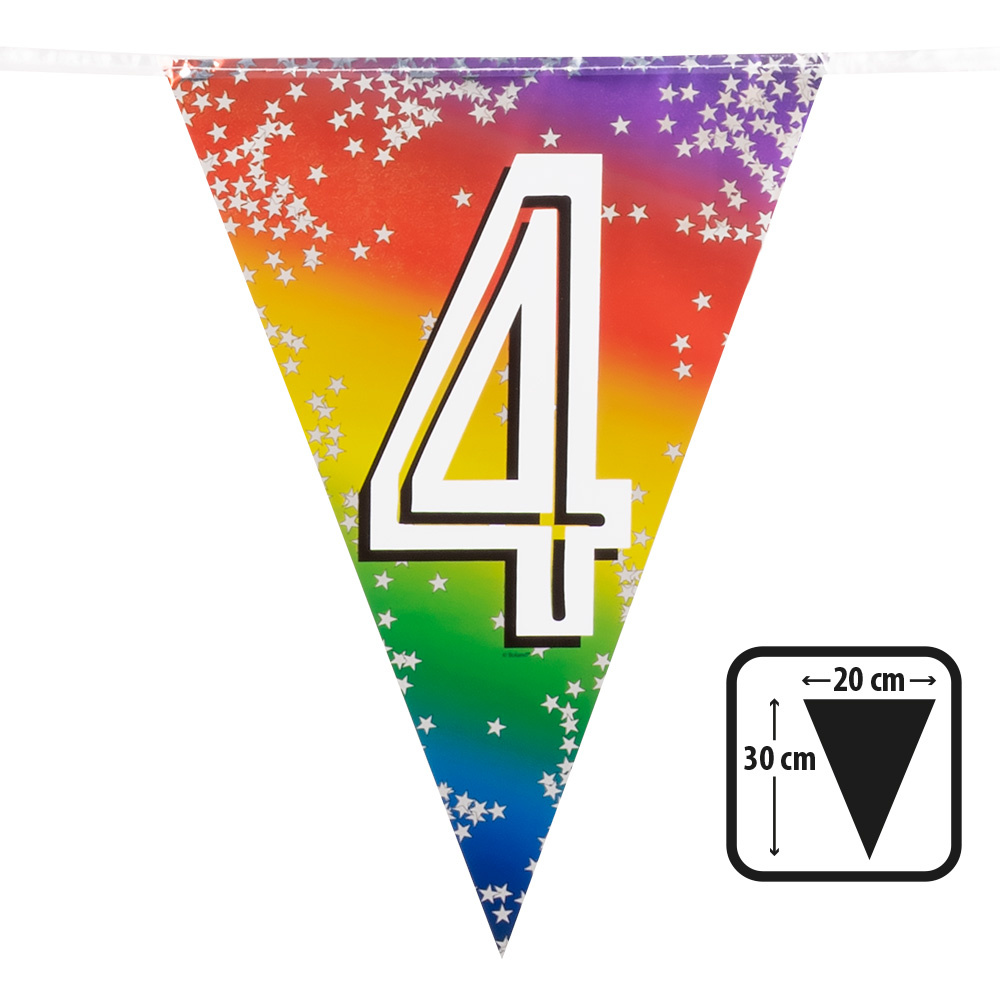 Vlaggenlijn Cijfer 4 Regenboog Met Sterren (6m) afbeelding