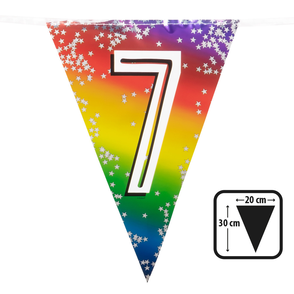 Vlaggenlijn Cijfer 7 Regenboog Met Sterren (6m) afbeelding