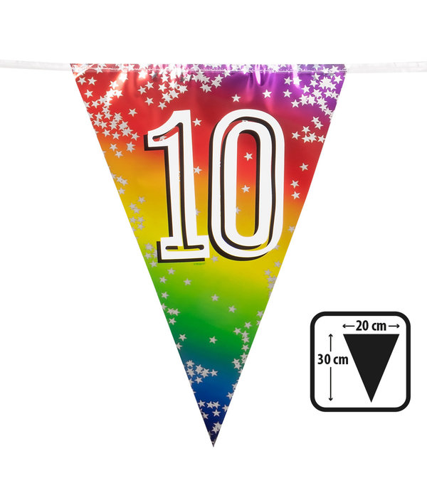 Vlaggenlijn Cijfer 10 Regenboog Met Sterren (6m)