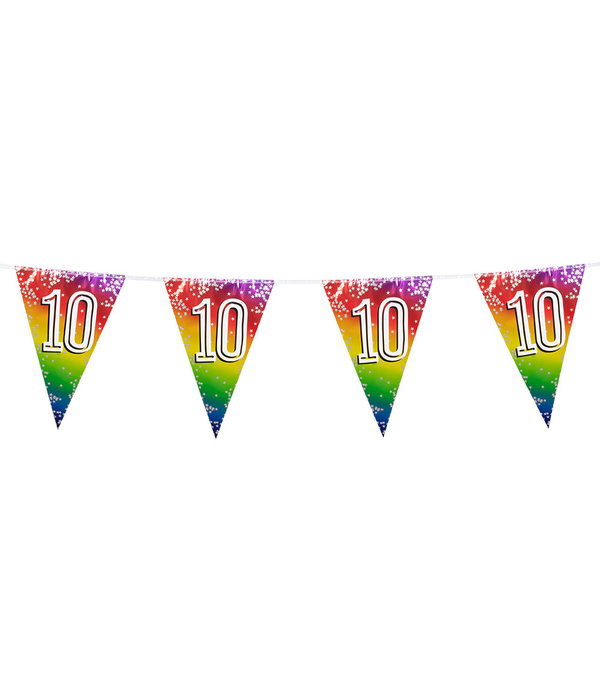 Vlaggenlijn Cijfer 10 Regenboog Met Sterren (6m)
