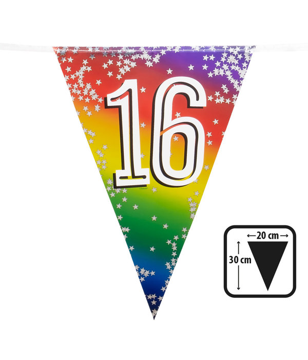 Vlaggenlijn Cijfer 16 Regenboog Met Sterren (6m)