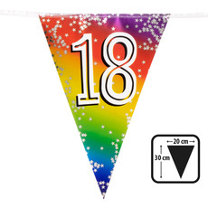 Vlaggenlijn Cijfer 18 Regenboog Met Sterren (6m)