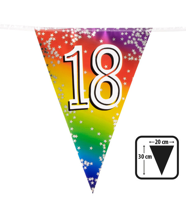 Vlaggenlijn Cijfer 18 Regenboog Met Sterren (6m)
