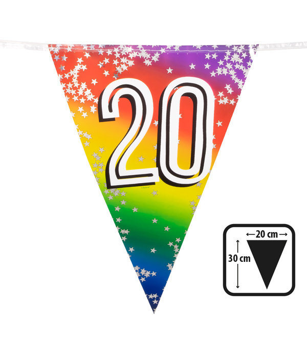 Vlaggenlijn Cijfer 20 Regenboog Met Sterren (6m)
