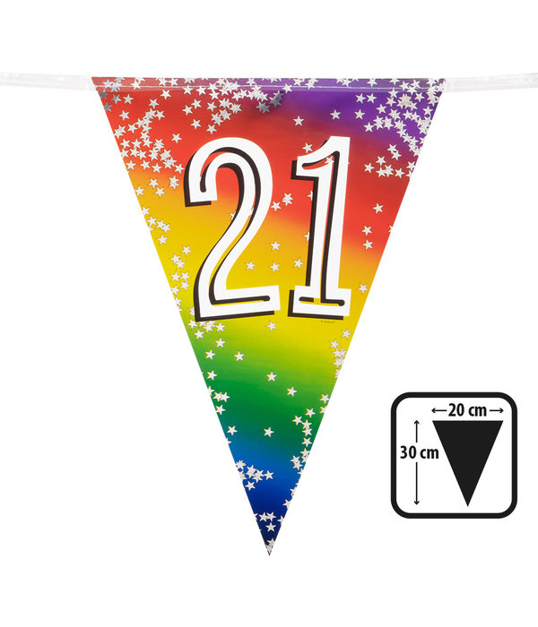 Vlaggenlijn Cijfer 21 Regenboog Met Sterren (6m)
