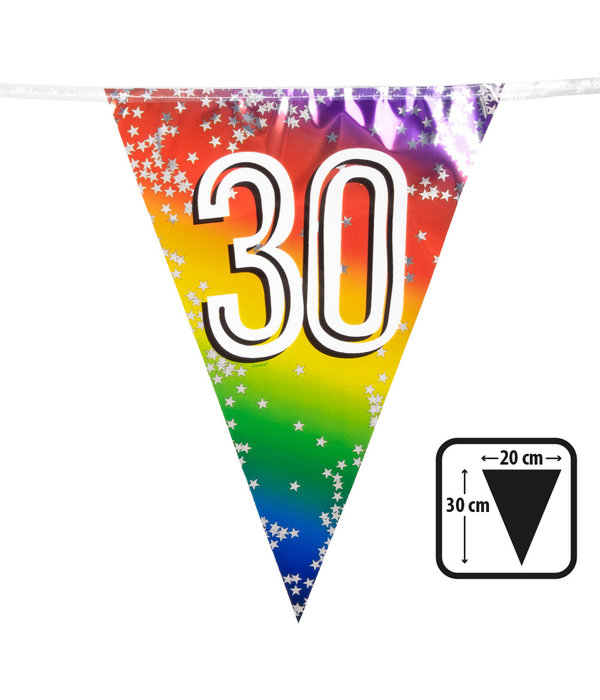 Vlaggenlijn Cijfer 30 Regenboog Met Sterren (6m)