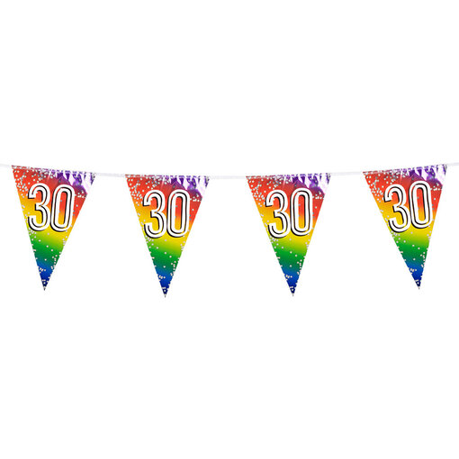 Vlaggenlijn Cijfer 30 Regenboog Met Sterren (6m)