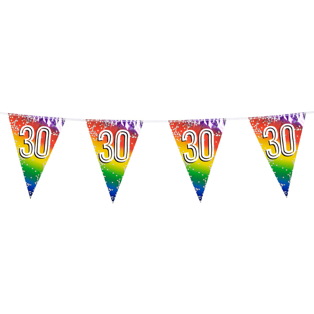 Vlaggenlijn Cijfer 30 Regenboog Met Sterren (6m)
