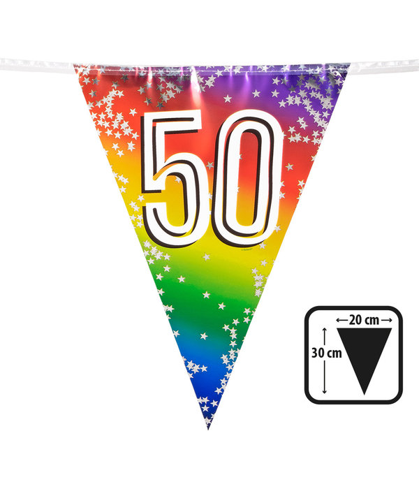 Vlaggenlijn Cijfer 50 Regenboog Met Sterren (6m)